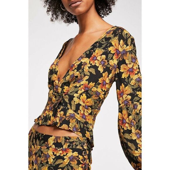 NEW FREE PEOPLE FLORAL PRINTED LONG SLEEVE TWO PIECE LOVE LETTER PANT SET - Picture 3 of 5